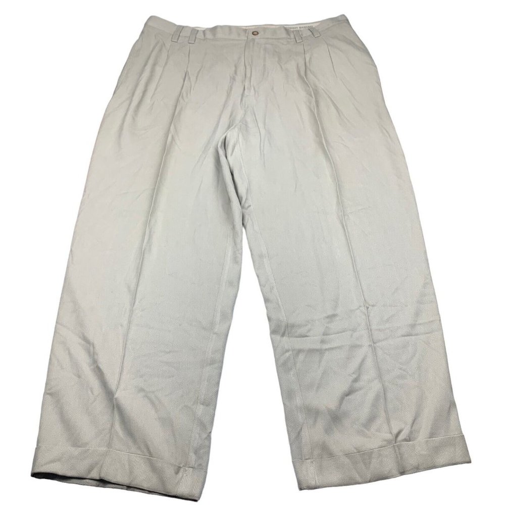 Tommy Bahama 'Relax' Men's Beige 100% Silk Pleated Dress Pants Size 40